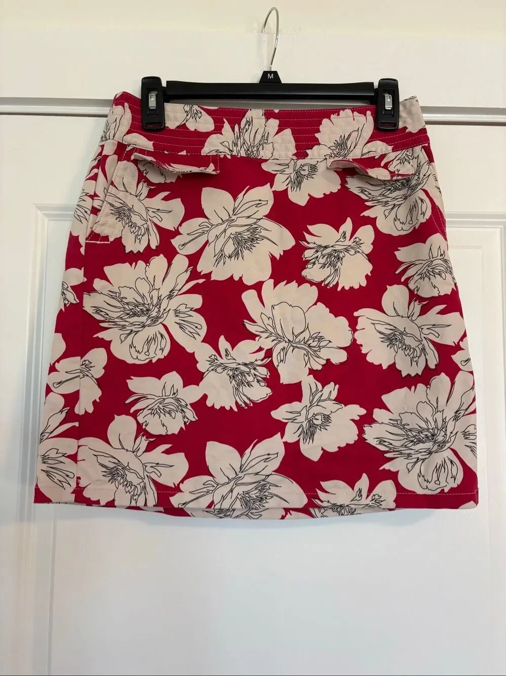Vintage Ann Taylor Raspberry Floral Mini Skirt Y2K 90s High Waist Size 2